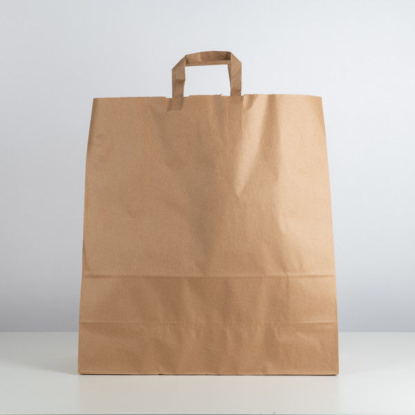 Papperspåsar m. platta handtag - Naturfärgad