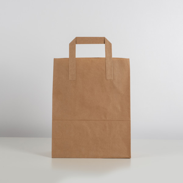 Papperspåsar m. platta handtag - Naturfärgad