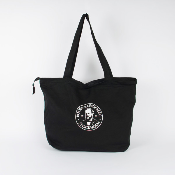 Tote bag svart i bomull m. dragkedja