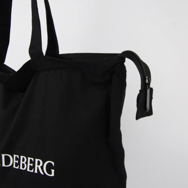 Tote bag svart i bomull m. dragkedja