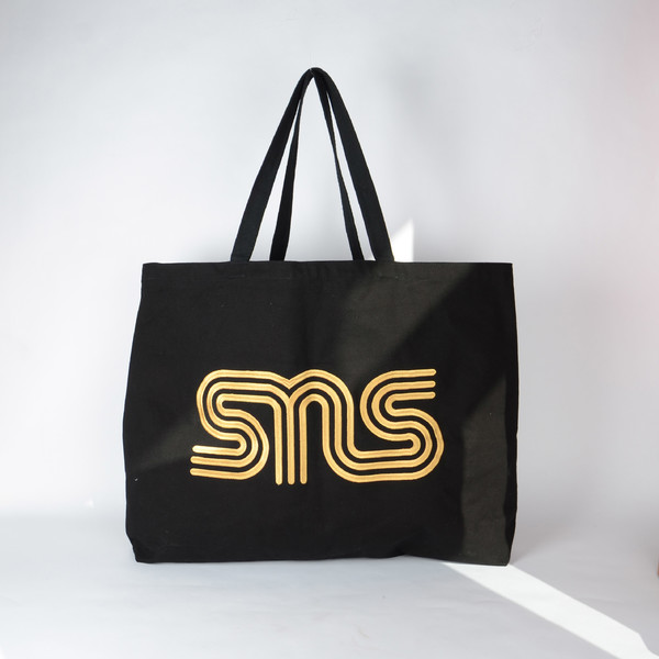 Canvas bag med guld brodyr
